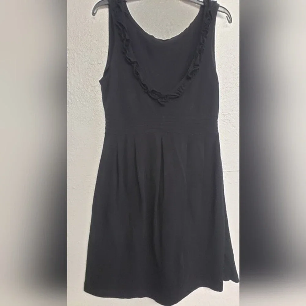 J Crew Ruffled Neck Sleeveless Black Short Dress Size 8